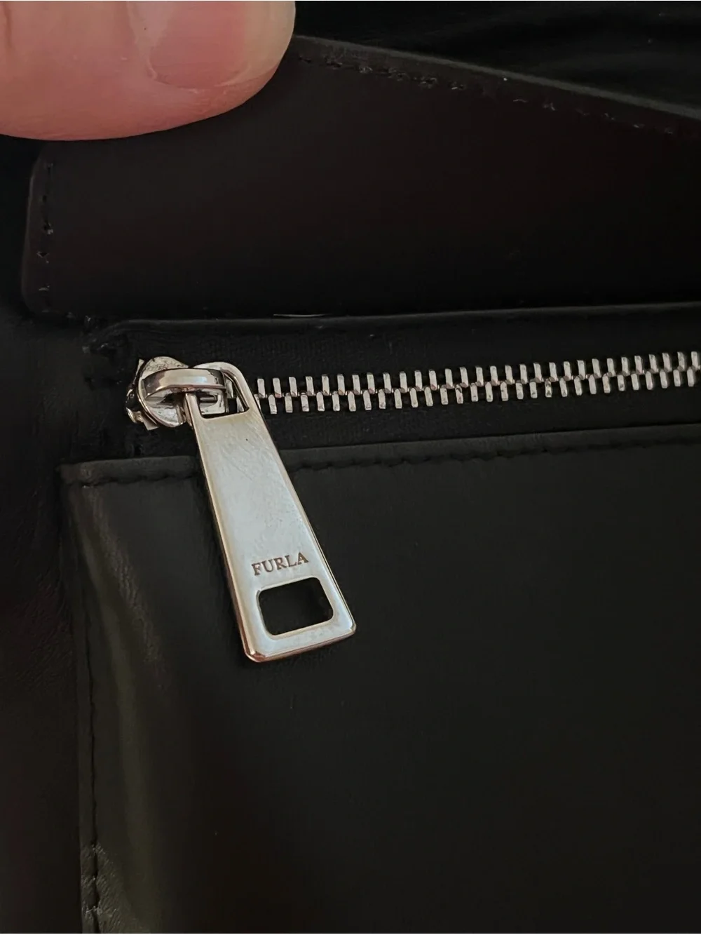 Furla Black Leather Mini Backpack with Gold Hardware